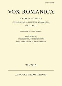Vorderes Coverbild Vox Romanica 72 (2013)