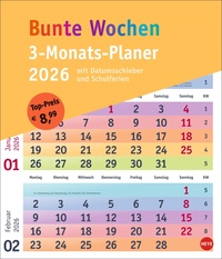 Vorderes Coverbild Bunte Wochen 3-Monatsplaner 2026