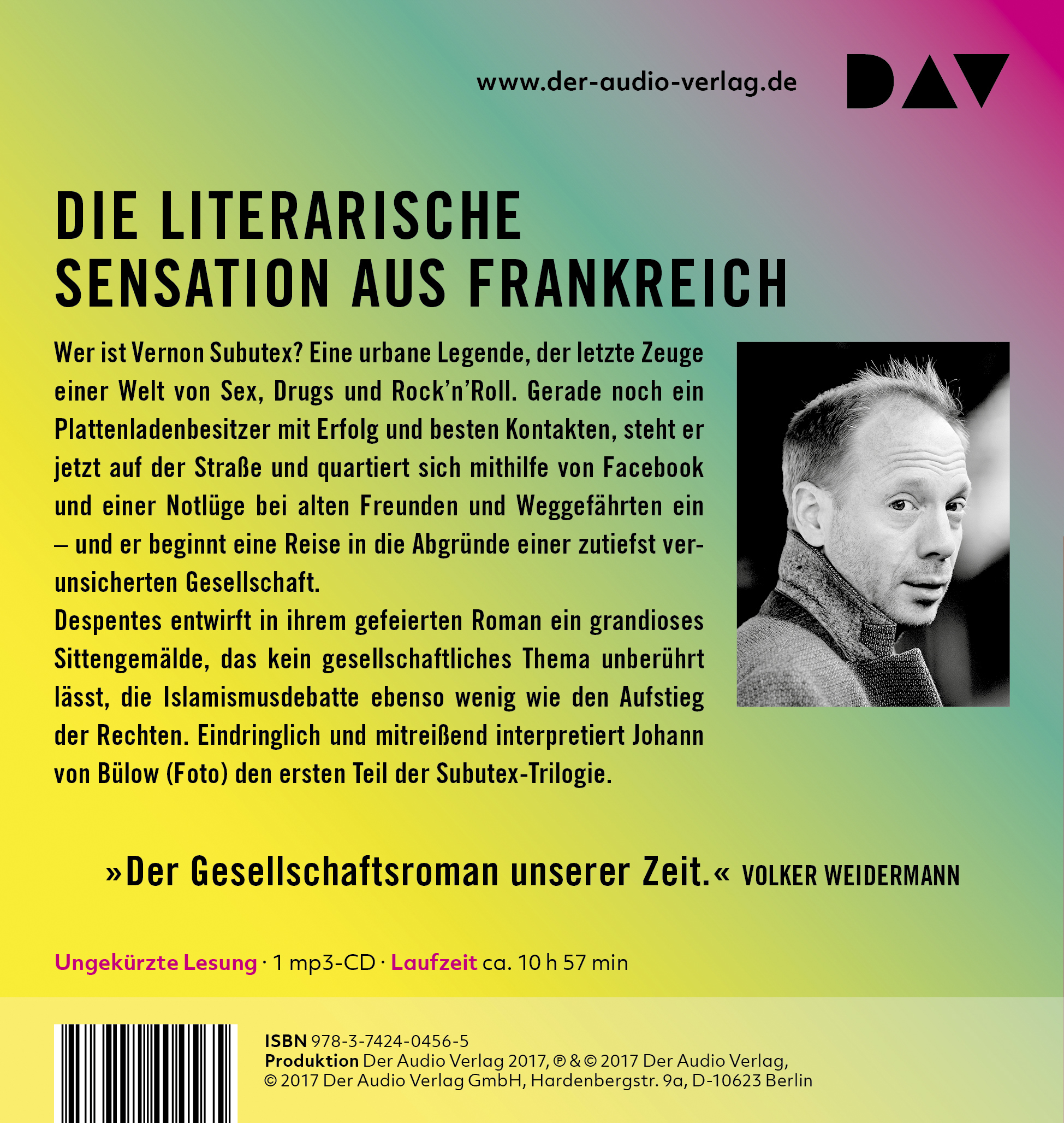 Rückseitencover Das Leben des Vernon Subutex 1