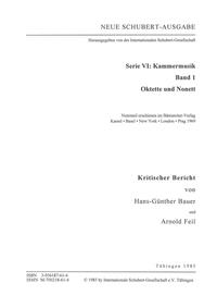 Vorderes Coverbild Neue Schubert-Ausgabe. Kritische Berichte / Kammermusik / Oktette und Nonett