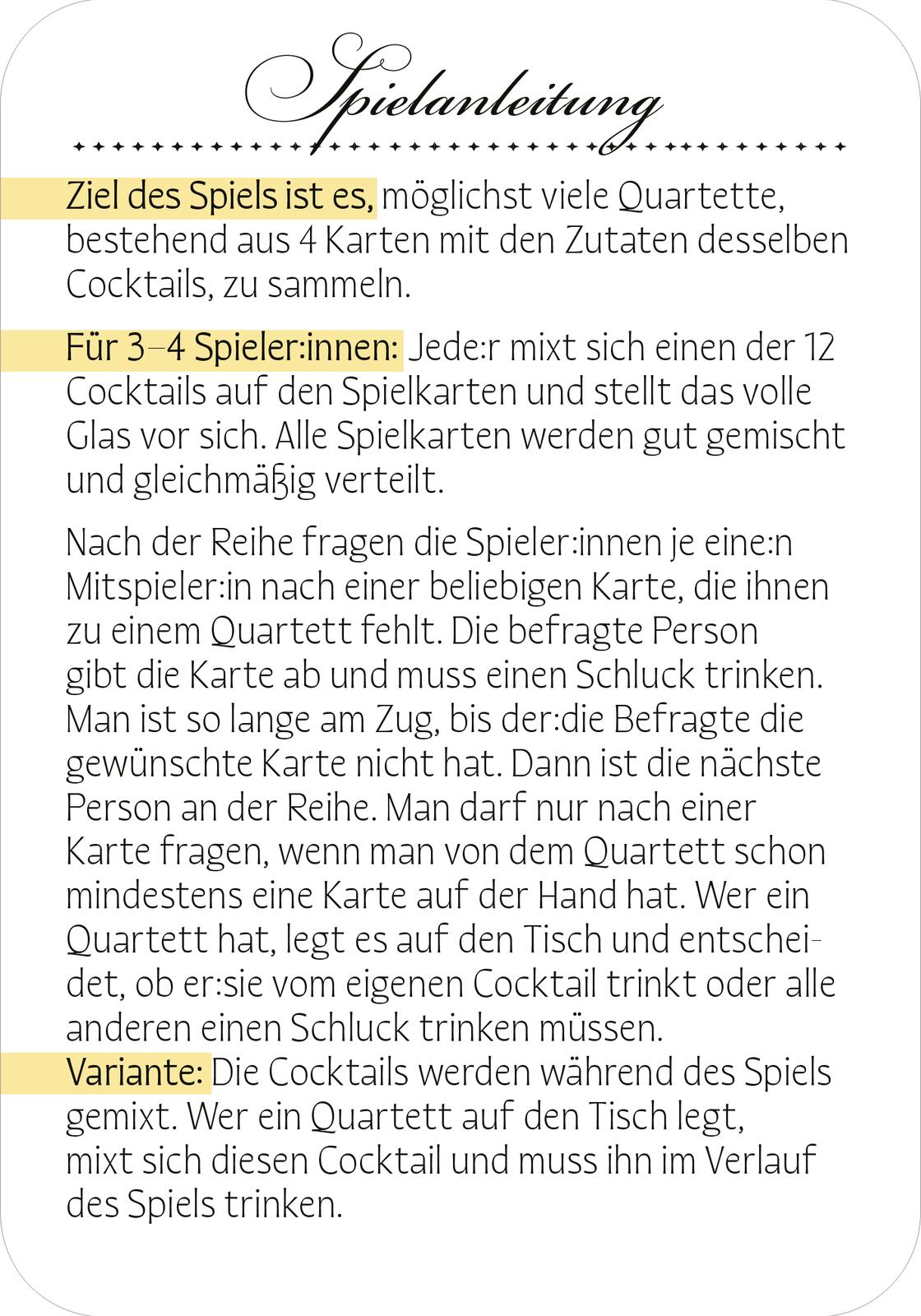 Beispielinhalt (Bild) Das Cocktail-Quartett