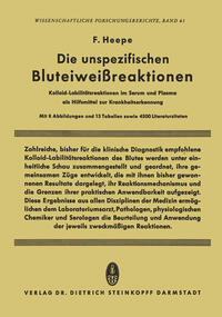 Vorderes Coverbild Die unspezifischen Bluteiweissreaktionen
