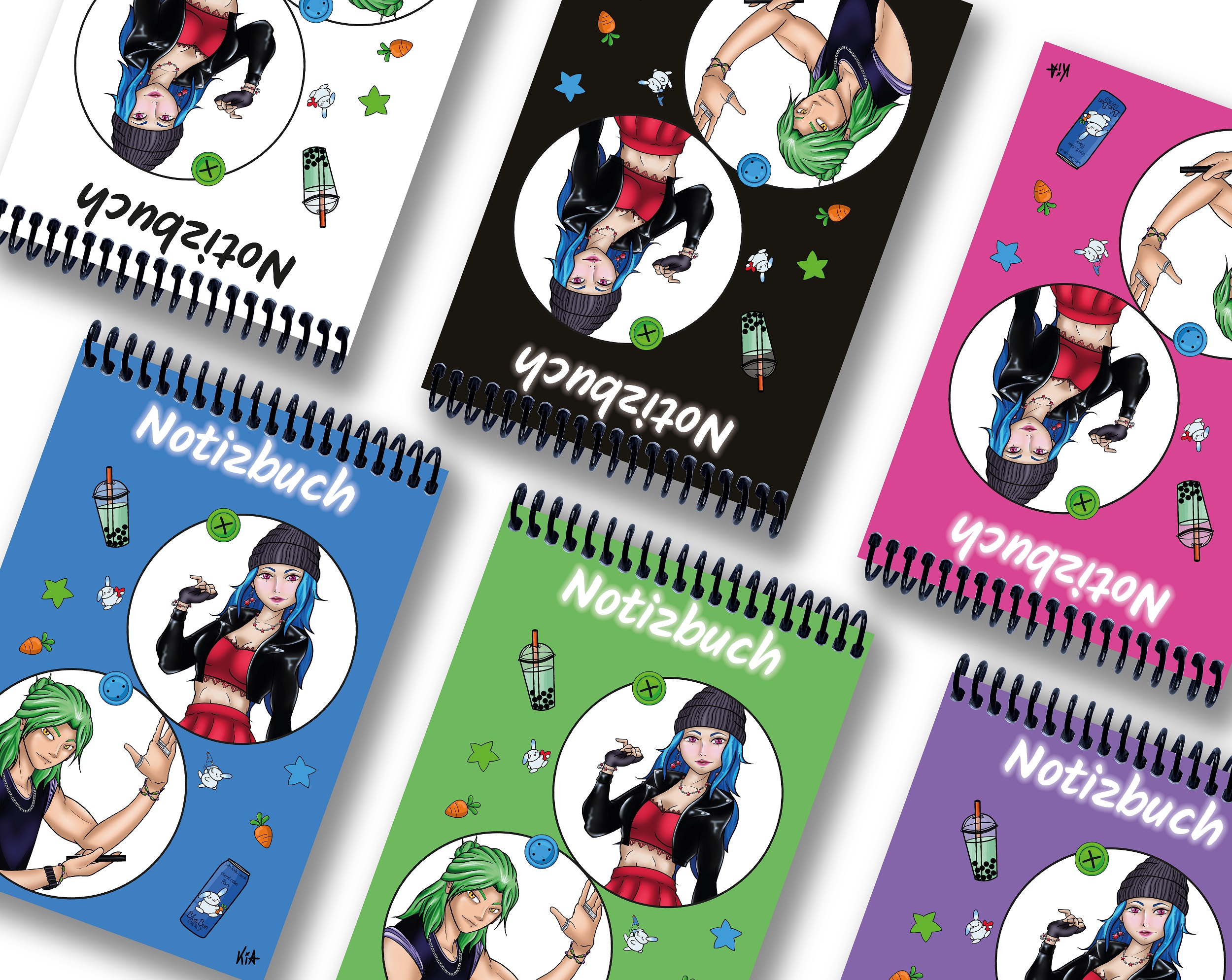 Anderes Coverbild A 5 Notizblock Manga Quinn und Enora, grün, liniert