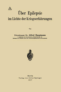 Vorderes Coverbild Über Epilepsie im Lichte der Kriegserfahrungen