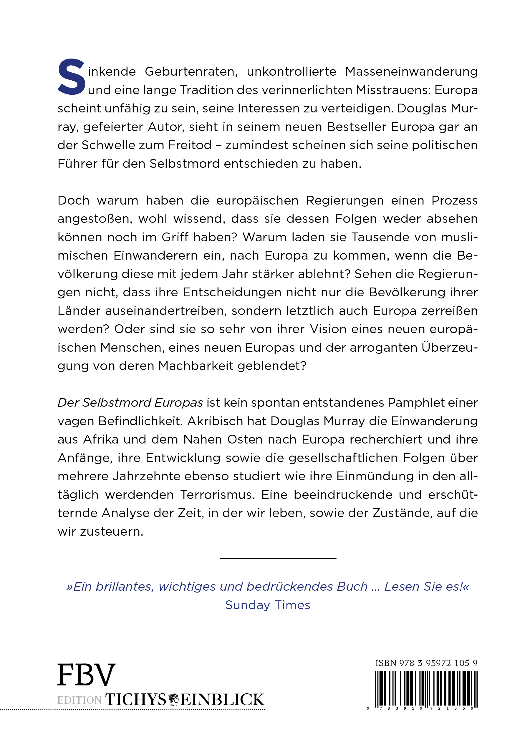 Rückseitencover Der Selbstmord Europas