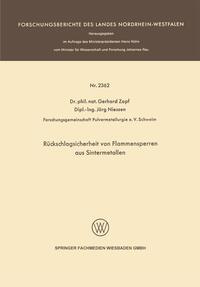 Vorderes Coverbild Rückschlagsicherheit von Flammensperren aus Sintermetallen