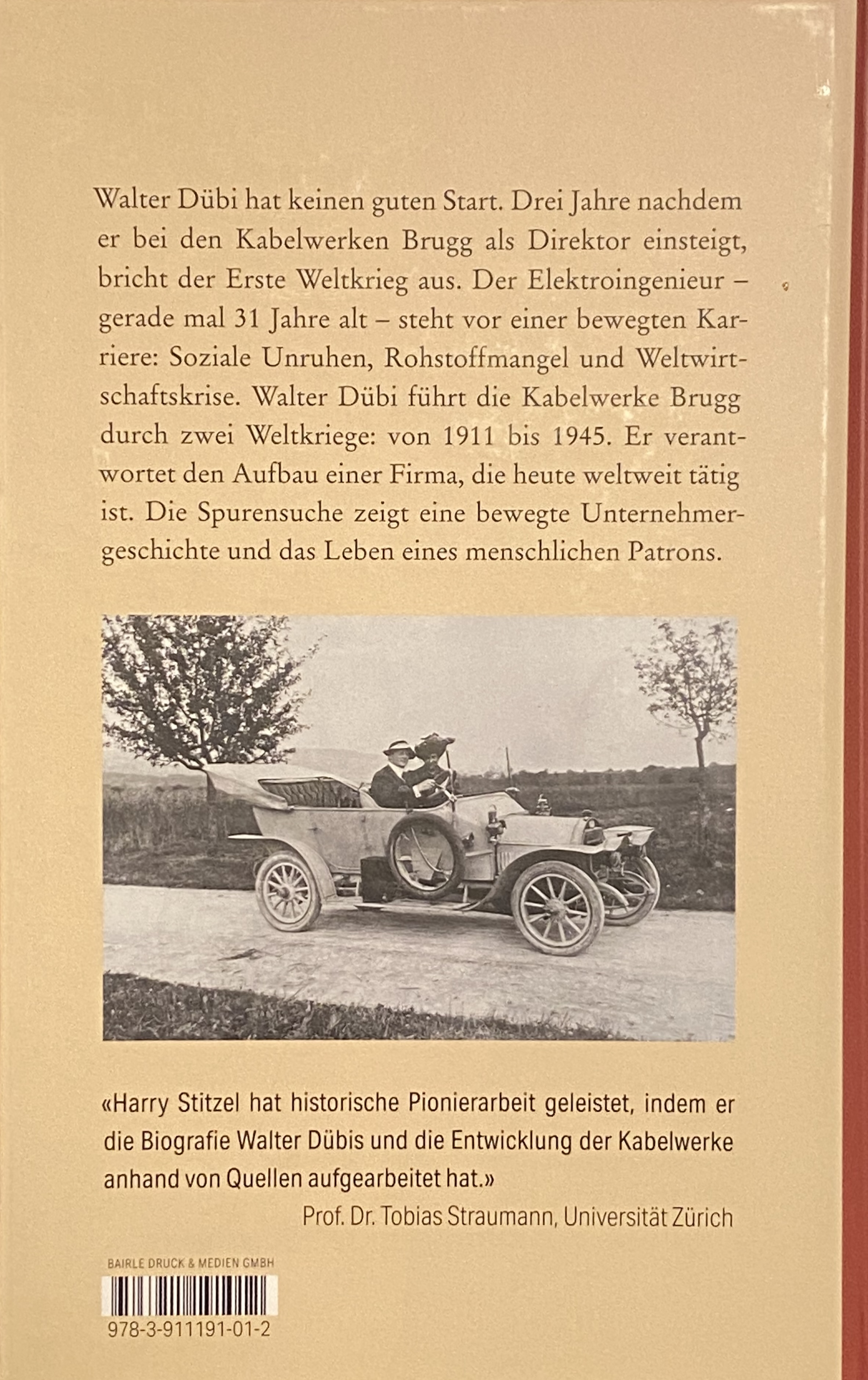 Rückseitencover Wie Walter Dübi die Kabelwerke Brugg durch zwei Weltkriege führte