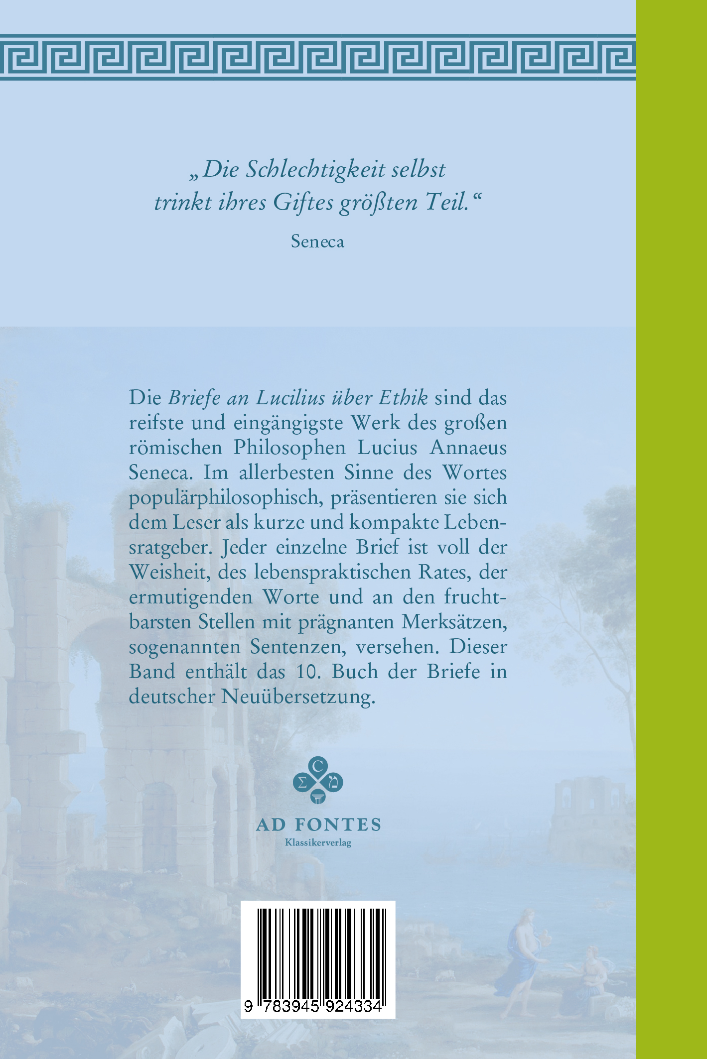 Rückseitencover Briefe an Lucilius / Epistulae Morales