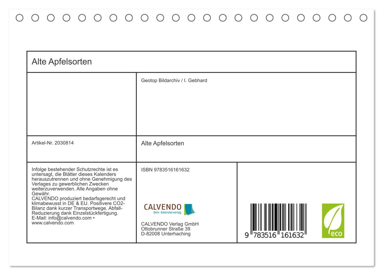 Beispielinhalt (Bild) Alte Apfelsorten (Tischkalender 2026 DIN A5 quer), CALVENDO Monatskalender