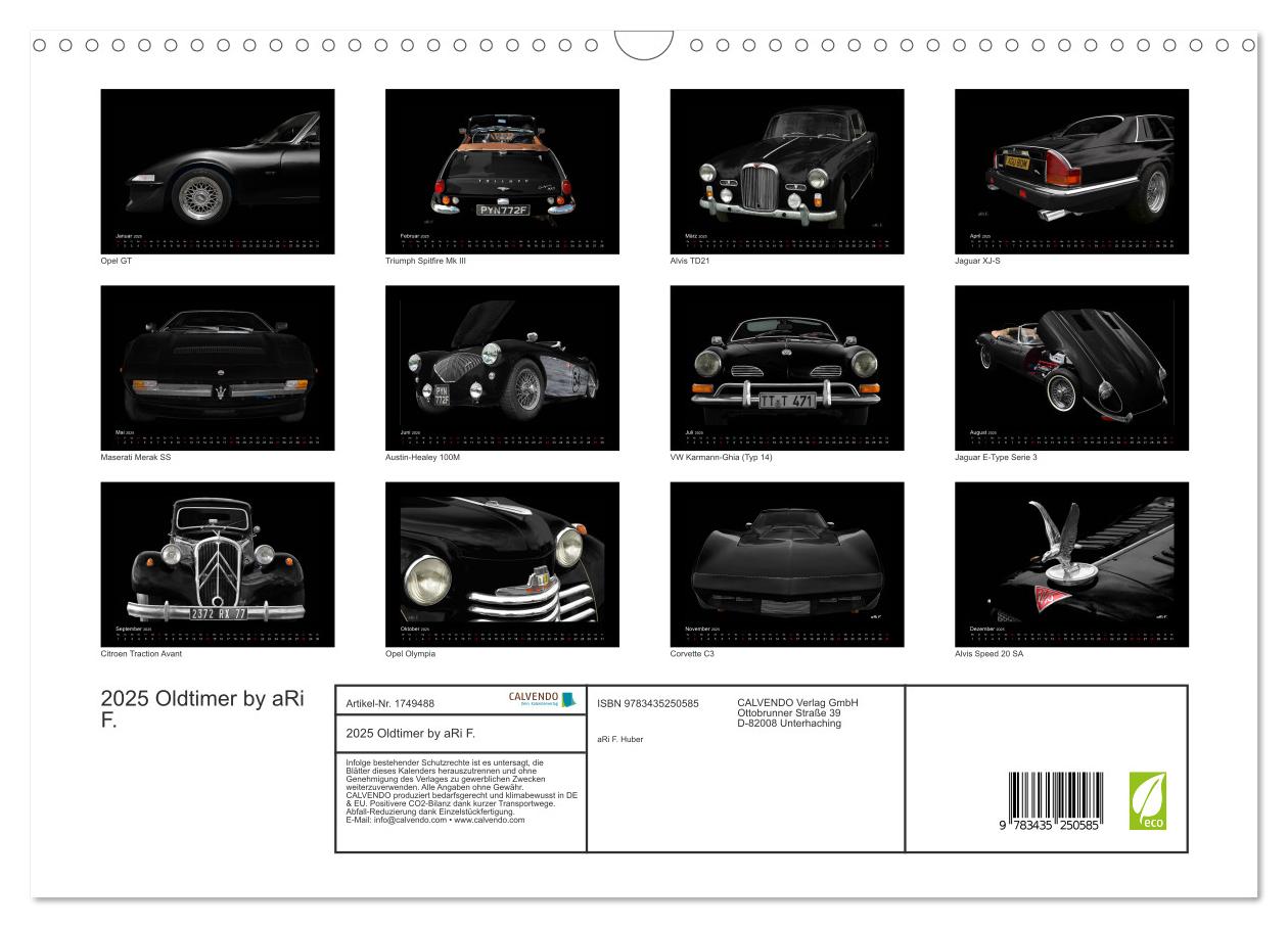 Beispielinhalt (Bild) 2025 Oldtimer by aRi F. (Wandkalender 2025 DIN A3 quer), CALVENDO Monatskalender