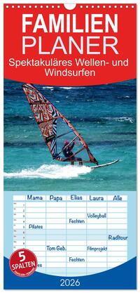 Vorderes Coverbild Familienplaner 2026 - Spektakuläres Wellen- und Windsurfen mit 5 Spalten (Wandkalender, 21 x 45 cm) CALVENDO