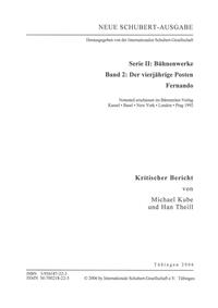 Vorderes Coverbild Neue Schubert-Ausgabe. Kritische Berichte / Bühnenwerke / Der vierjährige Posten; Fernando