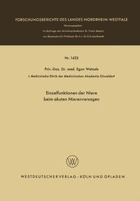 Vorderes Coverbild Einzelfunktionen der Niere beim akuten Nierenversagen