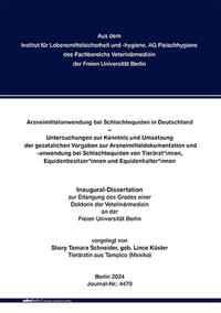 Vorderes Coverbild Arzneimittelanwendung bei Schlachtequiden in Deutschland