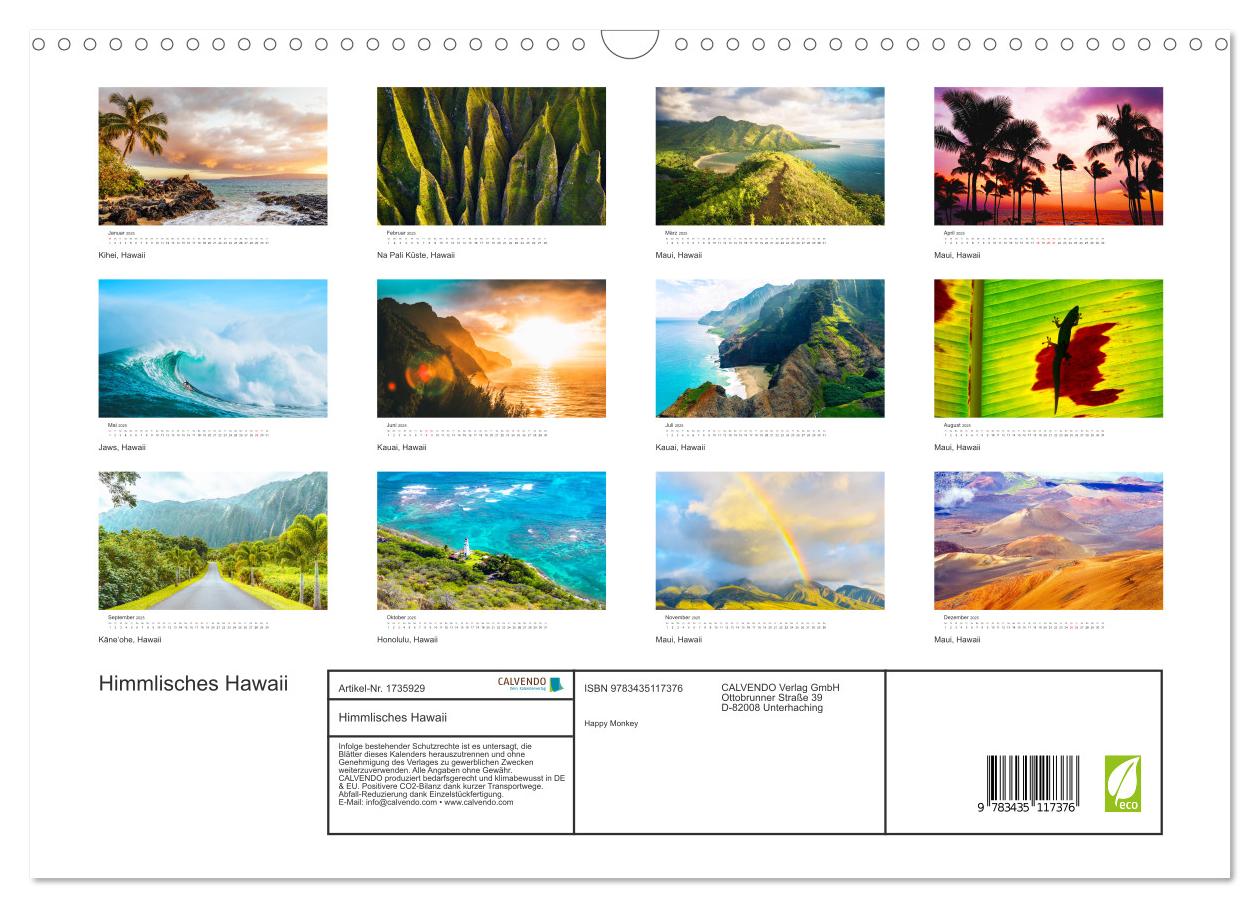 Beispielinhalt (Bild) Himmlisches Hawaii (Wandkalender 2025 DIN A3 quer), CALVENDO Monatskalender