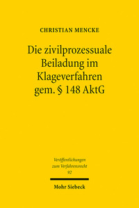 Vorderes Coverbild Die zivilprozessuale Beiladung im Klageverfahren gem. § 148 AktG