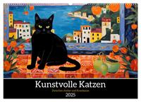 Vorderes Coverbild Kunstvolle Katzen (Wandkalender 2025 DIN A2 quer), CALVENDO Monatskalender