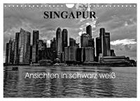 Vorderes Coverbild Singapur Ansichten in schwarz weiß (Wandkalender 2025 DIN A4 quer), CALVENDO Monatskalender
