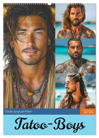 Vorderes Coverbild Tatoo-Boys. Coole Jungs am Meer (Wandkalender 2025 DIN A2 hoch), CALVENDO Monatskalender