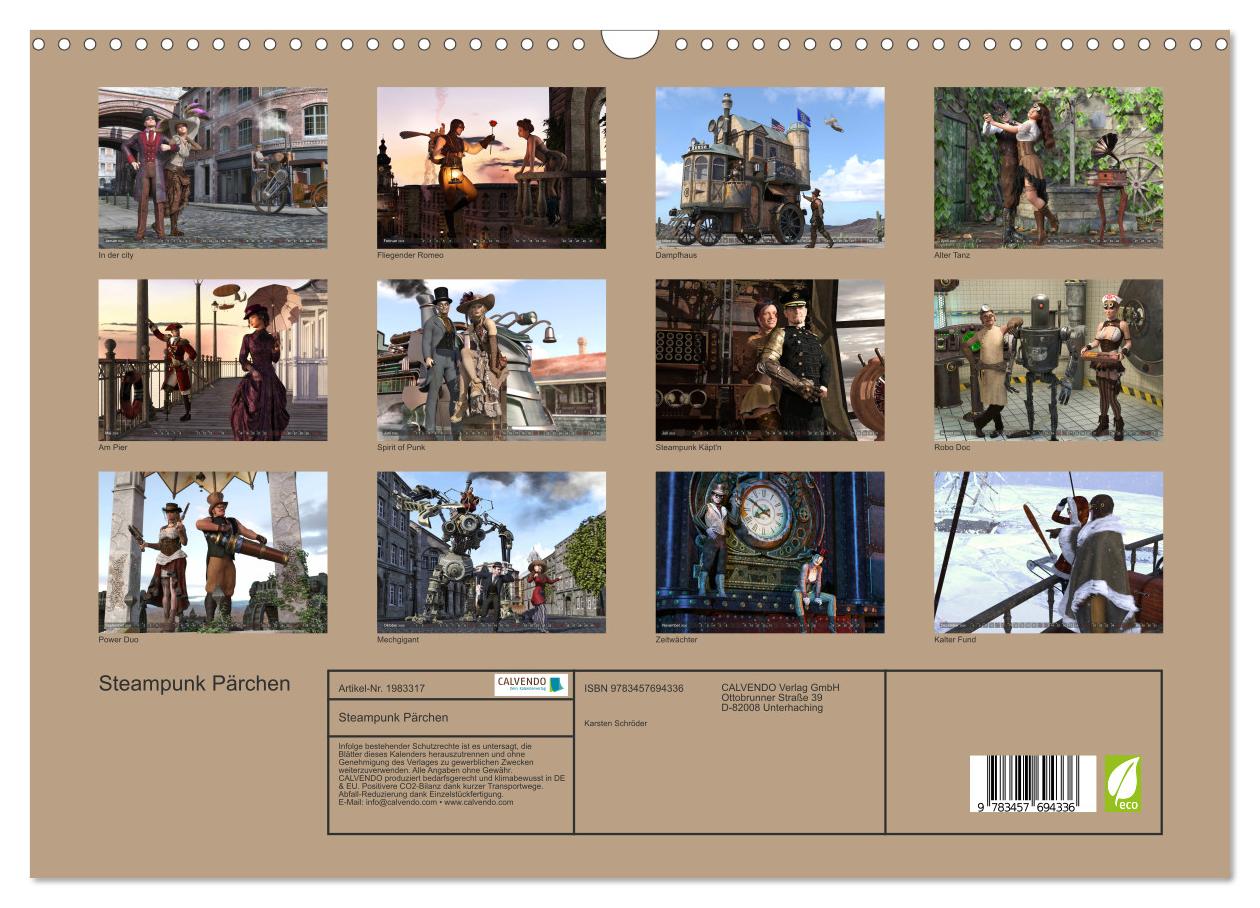 Beispielinhalt (Bild) Steampunk Pärchen (Wandkalender 2026 DIN A3 quer), CALVENDO Monatskalender