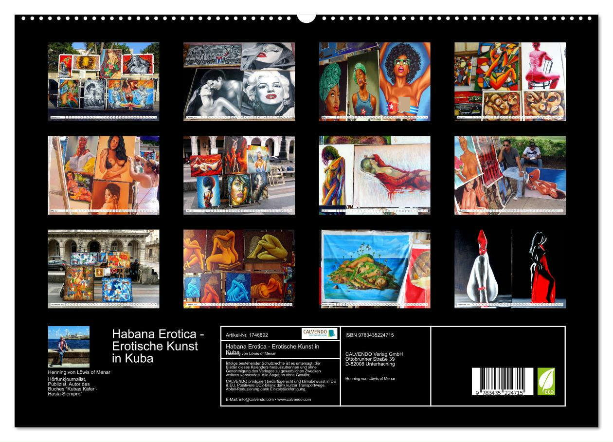 Beispielinhalt (Bild) Habana Erotica - Erotische Kunst in Kuba (hochwertiger Premium Wandkalender 2025 DIN A2 quer), Kunstdruck in Hochglanz