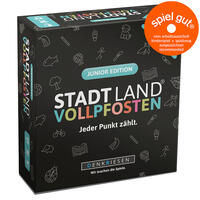 Vorderes Coverbild DENKRIESEN - STADT LAND VOLLPFOSTEN® – Das Kartenspiel – JUNIOR EDITION "Jeder Punkt zählt."