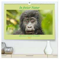 Vorderes Coverbild In freier Natur Affen, unsere nächsten Verwandten (hochwertiger Premium Wandkalender 2025 DIN A2 quer), Kunstdruck in Hochglanz