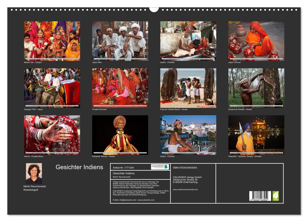 Beispielinhalt (Bild) Gesichter Indiens (Wandkalender 2025 DIN A2 quer), CALVENDO Monatskalender