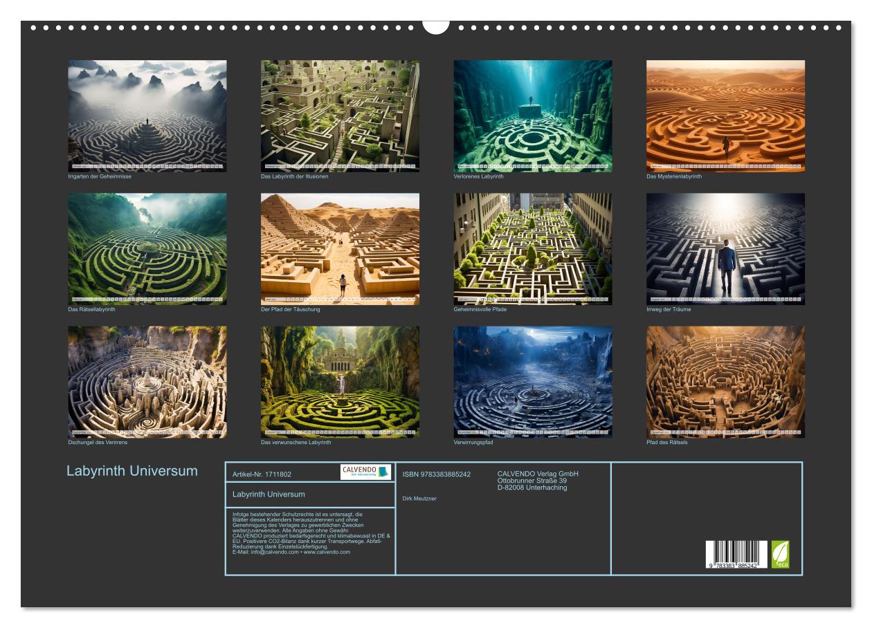 Beispielinhalt (Bild) Labyrinth Universum (Wandkalender 2025 DIN A2 quer), CALVENDO Monatskalender