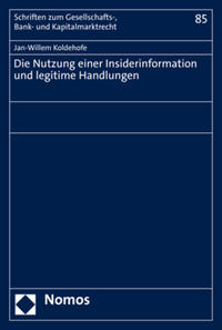 Vorderes Coverbild Die Nutzung einer Insiderinformation und legitime Handlungen