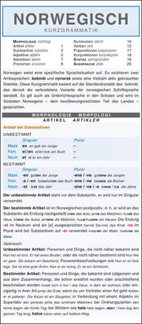 Vorderes Coverbild Leporello: Norwegisch Kurzgrammatik – Die komplette Grammatik im Überblick