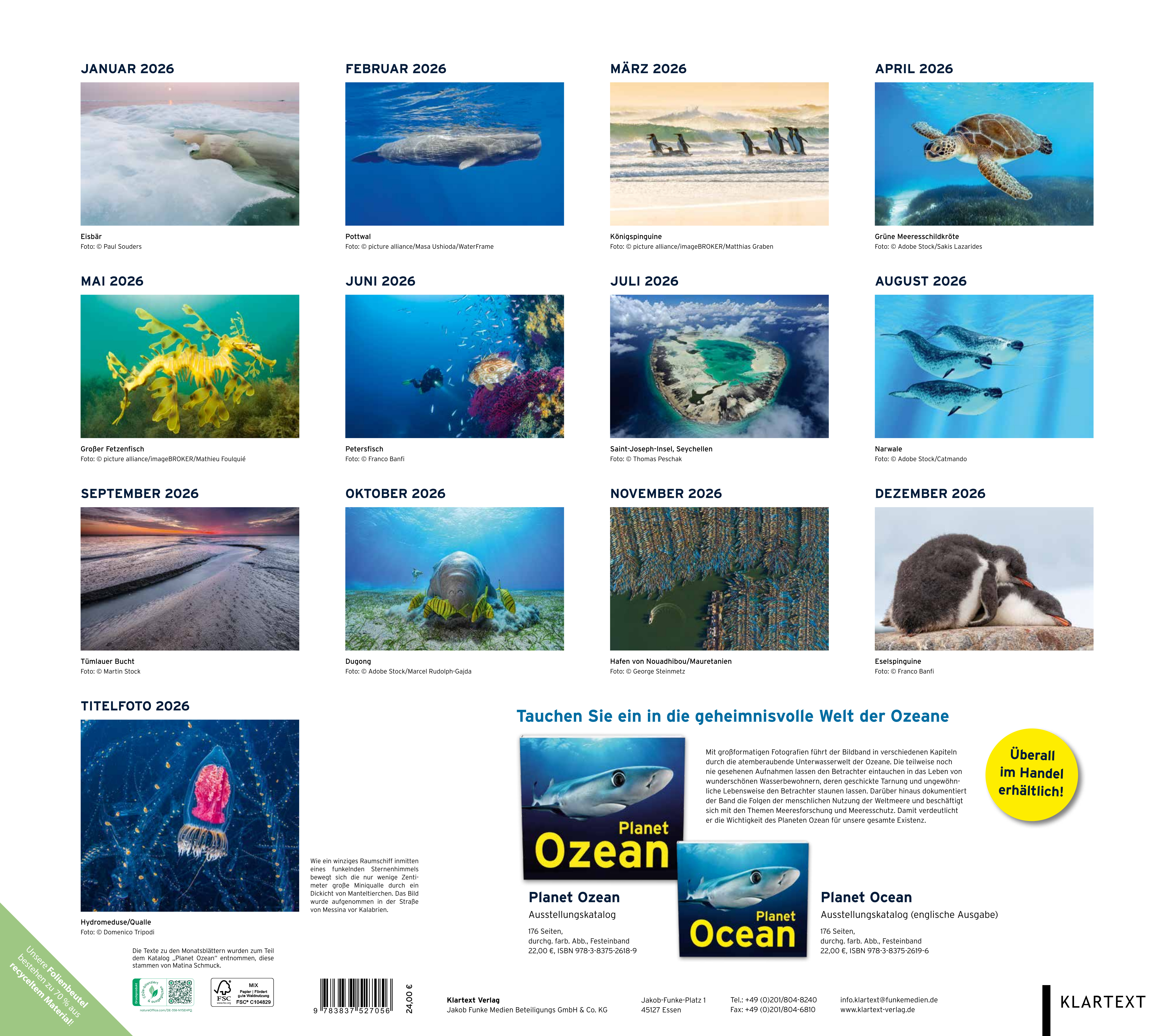 Rückseitencover Kalender Planet Ozean 2026