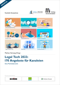 Vorderes Coverbild Legal Tech 2023: 170 Angebote für Kanzleien