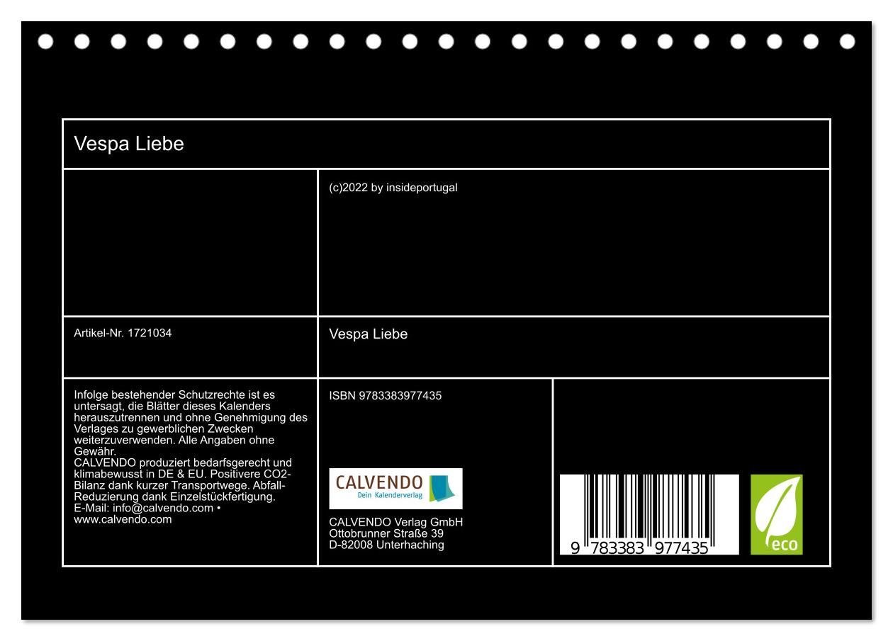 Beispielinhalt (Bild) Vespa Liebe (Tischkalender 2025 DIN A5 quer), CALVENDO Monatskalender