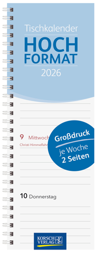 Vorderes Coverbild Tischkalender Hochformat Großdruck 2026