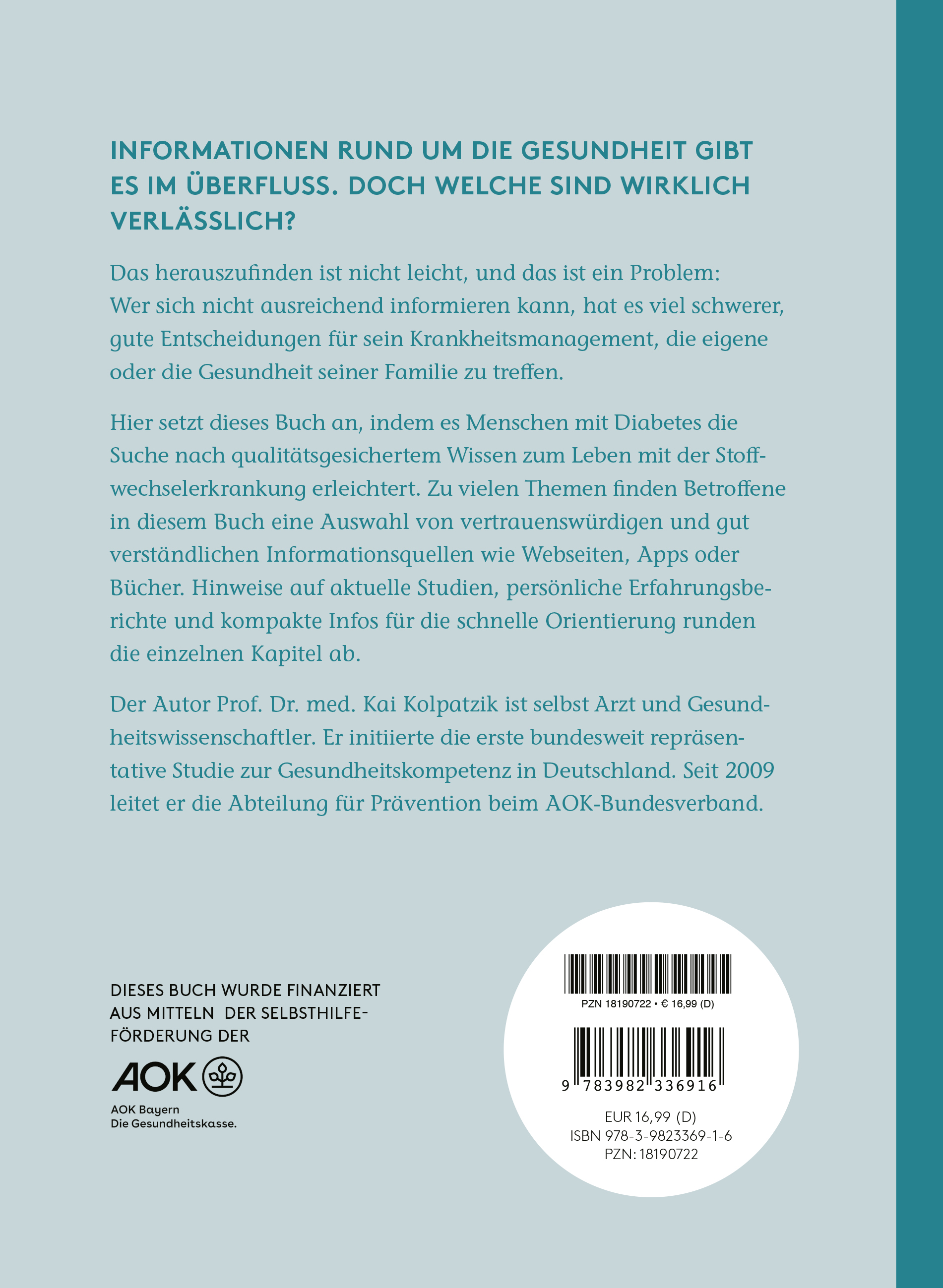 Rückseitencover Mit Diabetes informiert Leben - Das Handbuch
