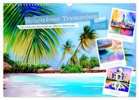 Vorderes Coverbild Reiseträume Traumreisen. Die schönsten Reiseziele der Welt in Watercolor (Wandkalender 2026 DIN A3 quer), CALVENDO Monatskalender
