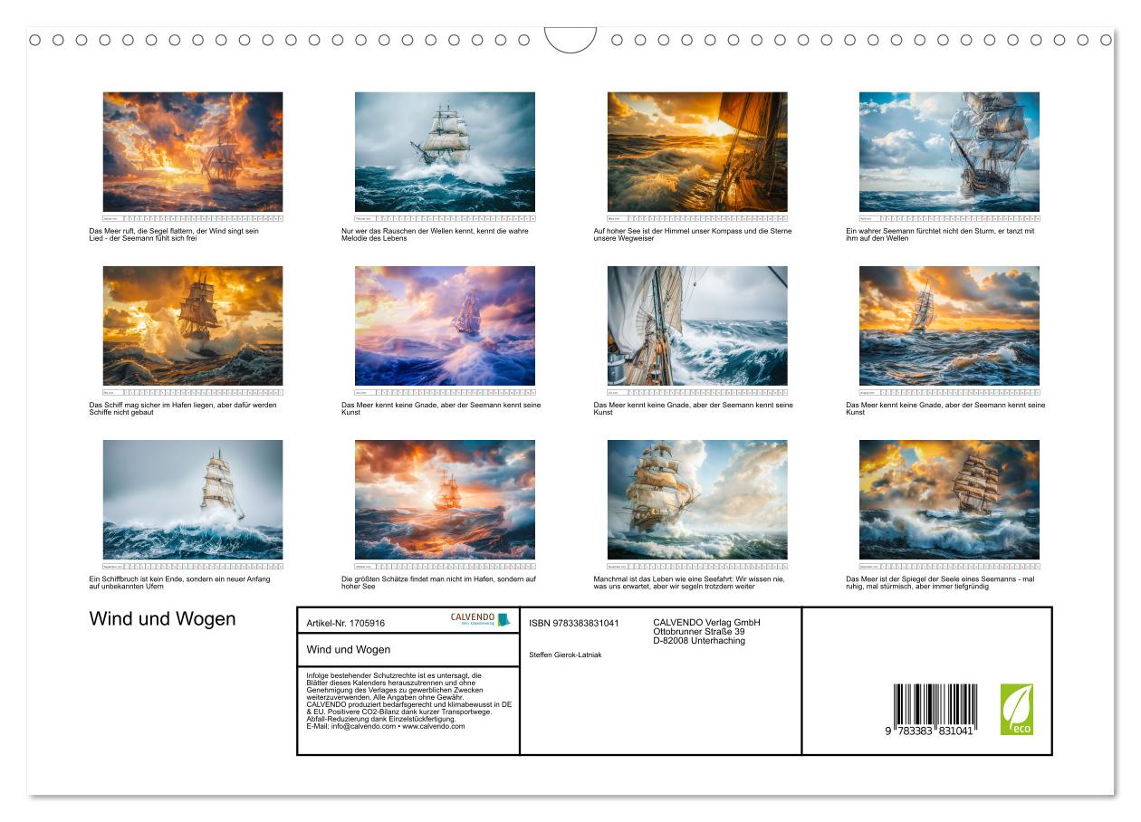Beispielinhalt (Bild) Wind und Wogen (Wandkalender 2025 DIN A3 quer), CALVENDO Monatskalender