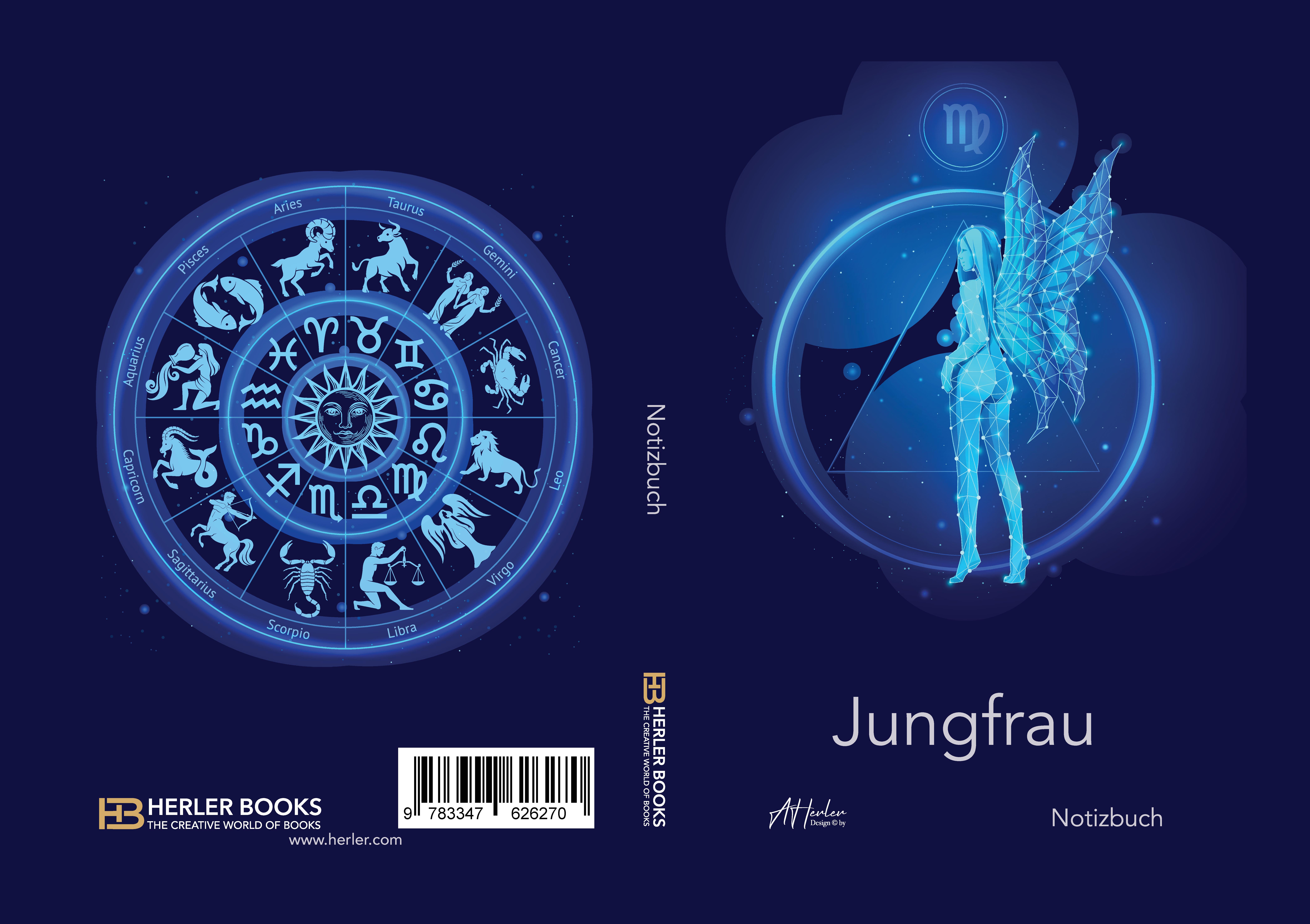 Gesamtes Coverbild Sternzeichen Jungfrau Notizbuch | Designed by Alfred Herler