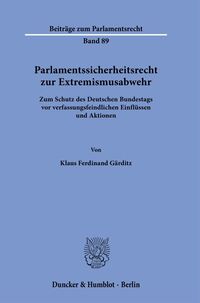 Vorderes Coverbild Parlamentssicherheitsrecht zur Extremismusabwehr
