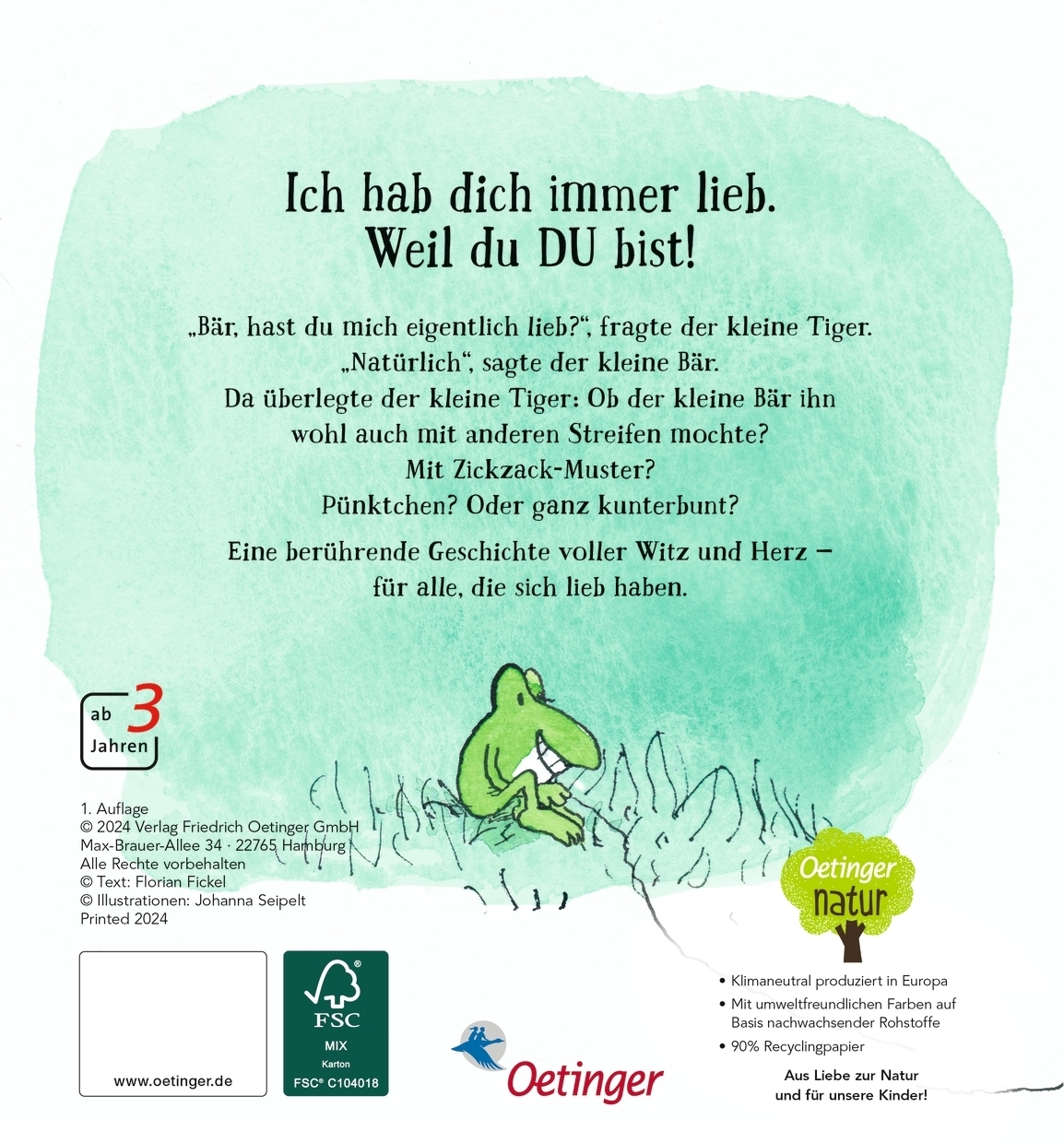 Rückseitencover Nach einer Figurenwelt von Janosch. Warum ich dich so lieb habe