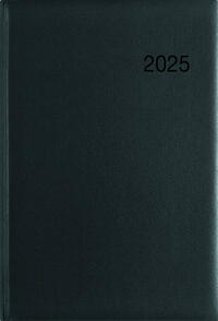 Vorderes Coverbild Zettler - Wochenbuch 2025 schwarz, 14,6x21cm, Taschenkalender mit 128 Seiten im Kartoneinband, Tages- und Wochenzählung, Mondphasen, Recyclingpapier und internationales Kalendarium