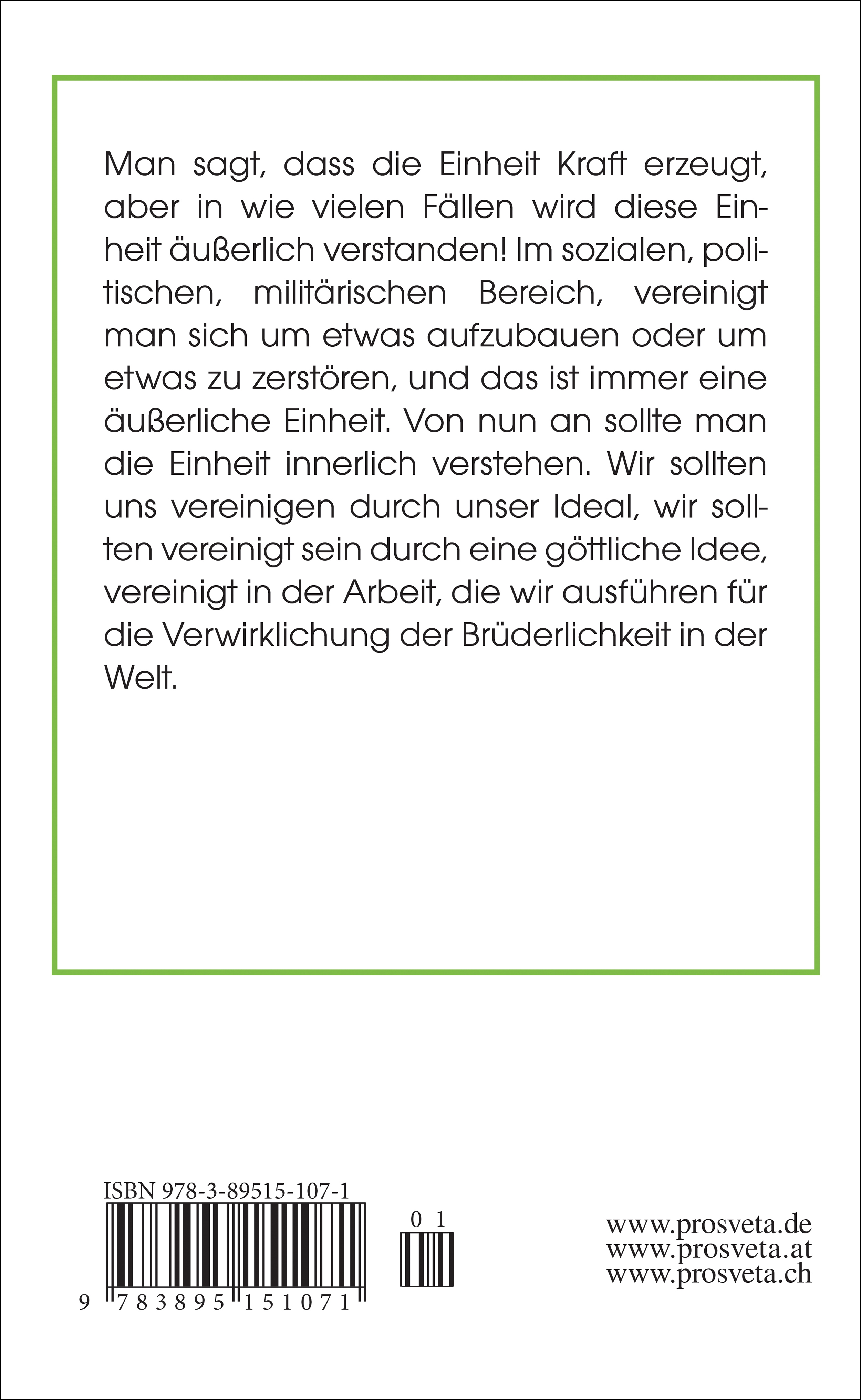 Rückseitencover Das Ideal des brüderlichen Lebens