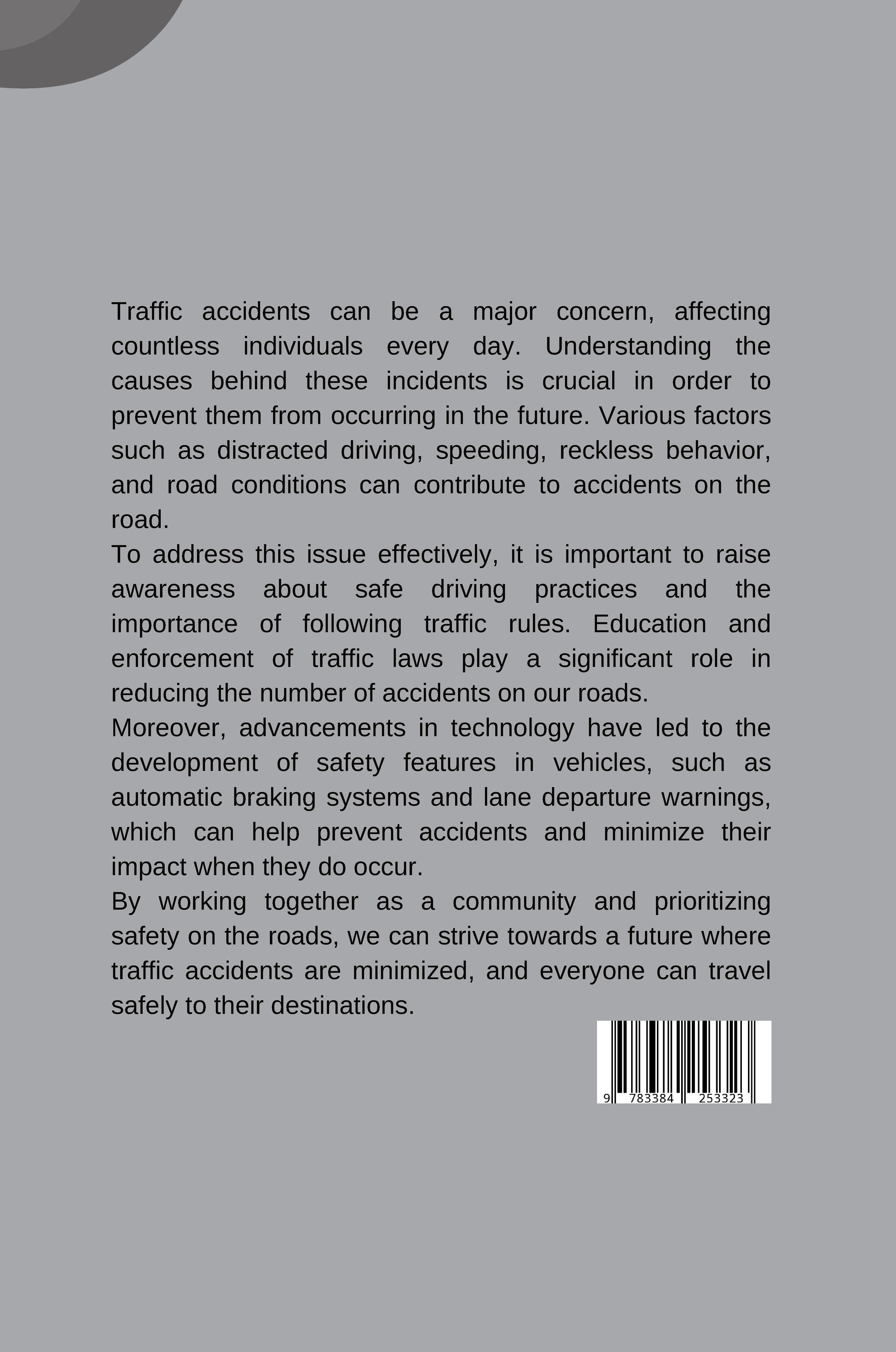 Rückseitencover Understanding Traffic Accidents: From Cause to Prevention
