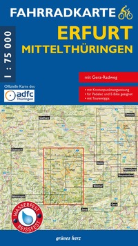 Vorderes Coverbild Fahrradkarte Erfurt, Mittelthüringen