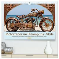 Vorderes Coverbild Motorräder im Steampunk-Style (hochwertiger Premium Wandkalender 2025 DIN A2 quer), Kunstdruck in Hochglanz