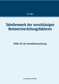 Vorderes Coverbild Tabellenwerk der vorschüssigen Restwertverteilungsfaktoren