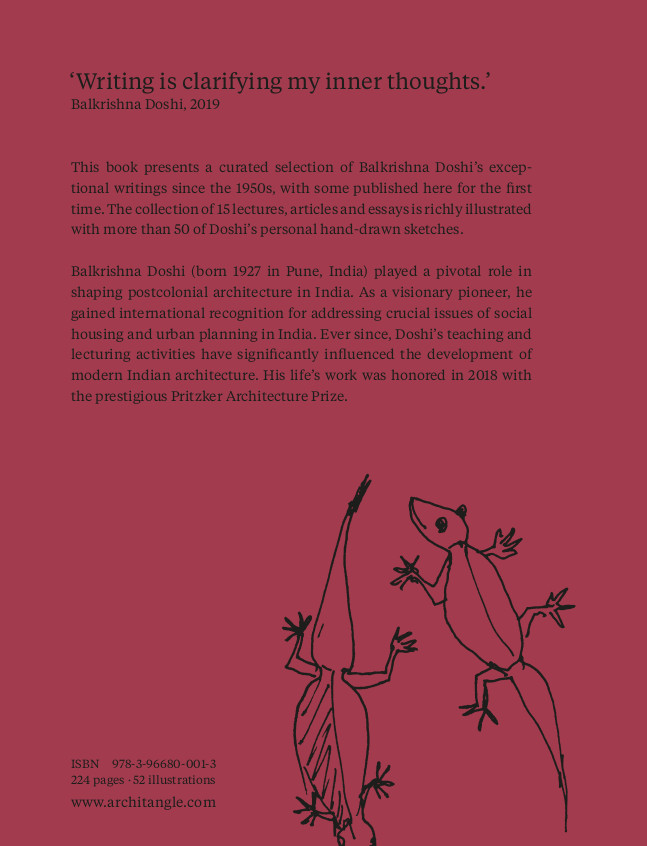 Rückseitencover Balkrishna Doshi: Writings on Architecture & Identity