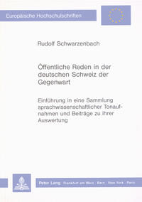 Vorderes Coverbild Öffentliche Reden in der deutschen Schweiz der Gegenwart