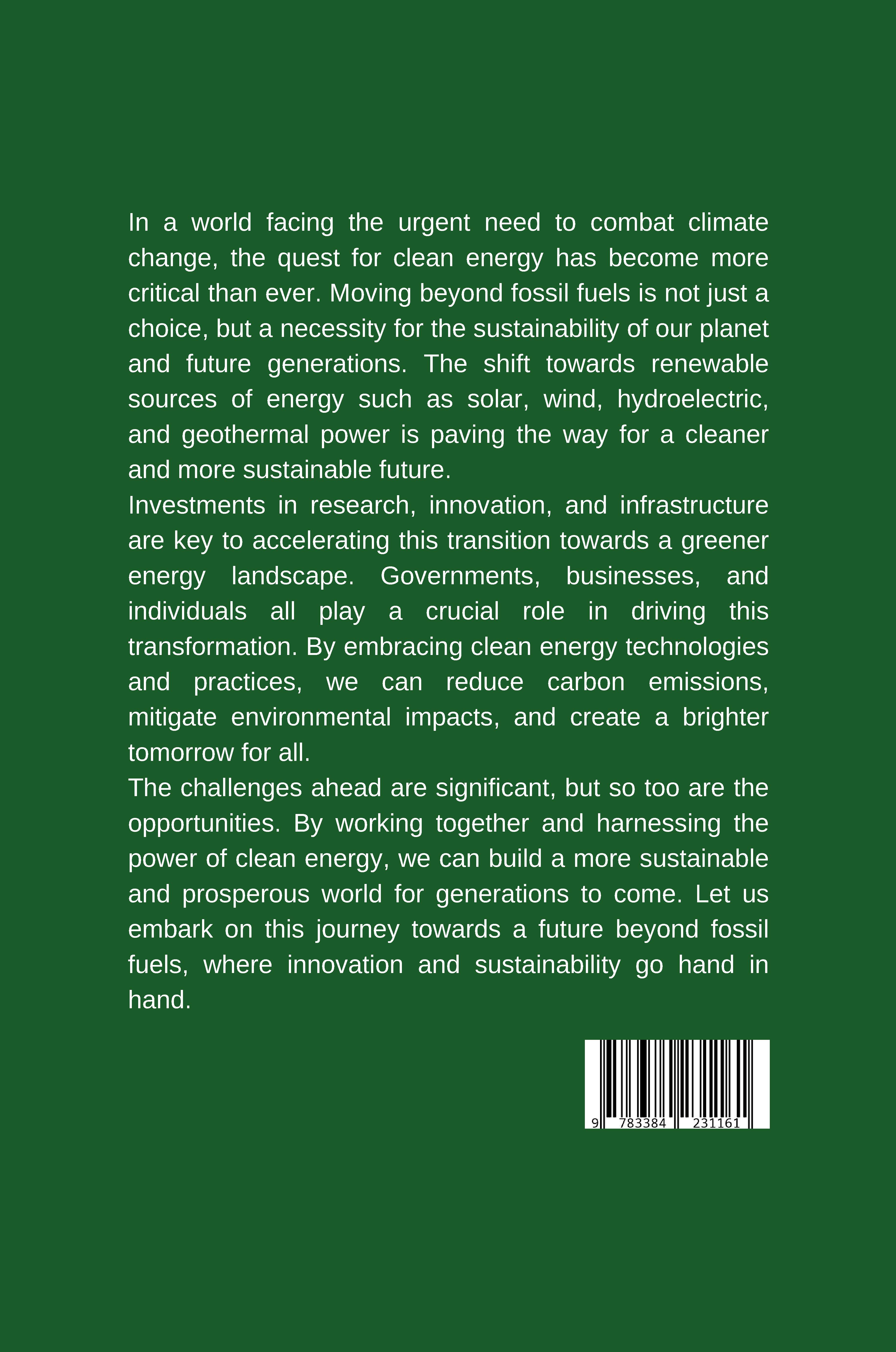 Rückseitencover Powering the Future: Renewable Energy Solutions for a Sustainable Planet